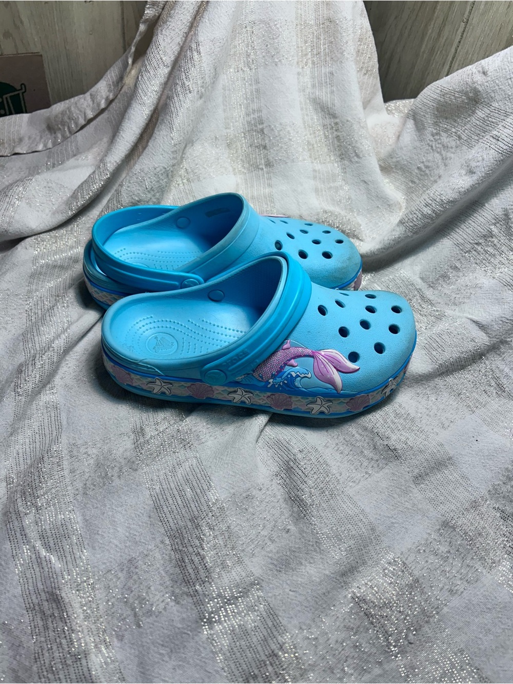 CROCS Kids Light Blue Mermaid Clogs